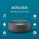 Echo Dot (3rd Gen, 2018 Release) - Smart Speaker with Alexa - Charcoal