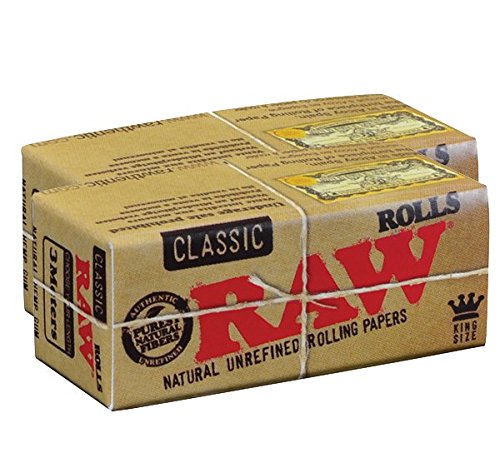 RAW Classic Natural Unrefined Rolling Paper Rolls 3 Meter Roll (2 Rolls)