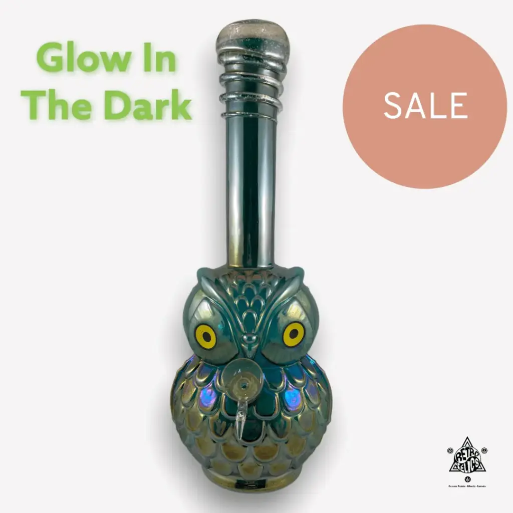 Retro Glass- Metallic Glow Owl