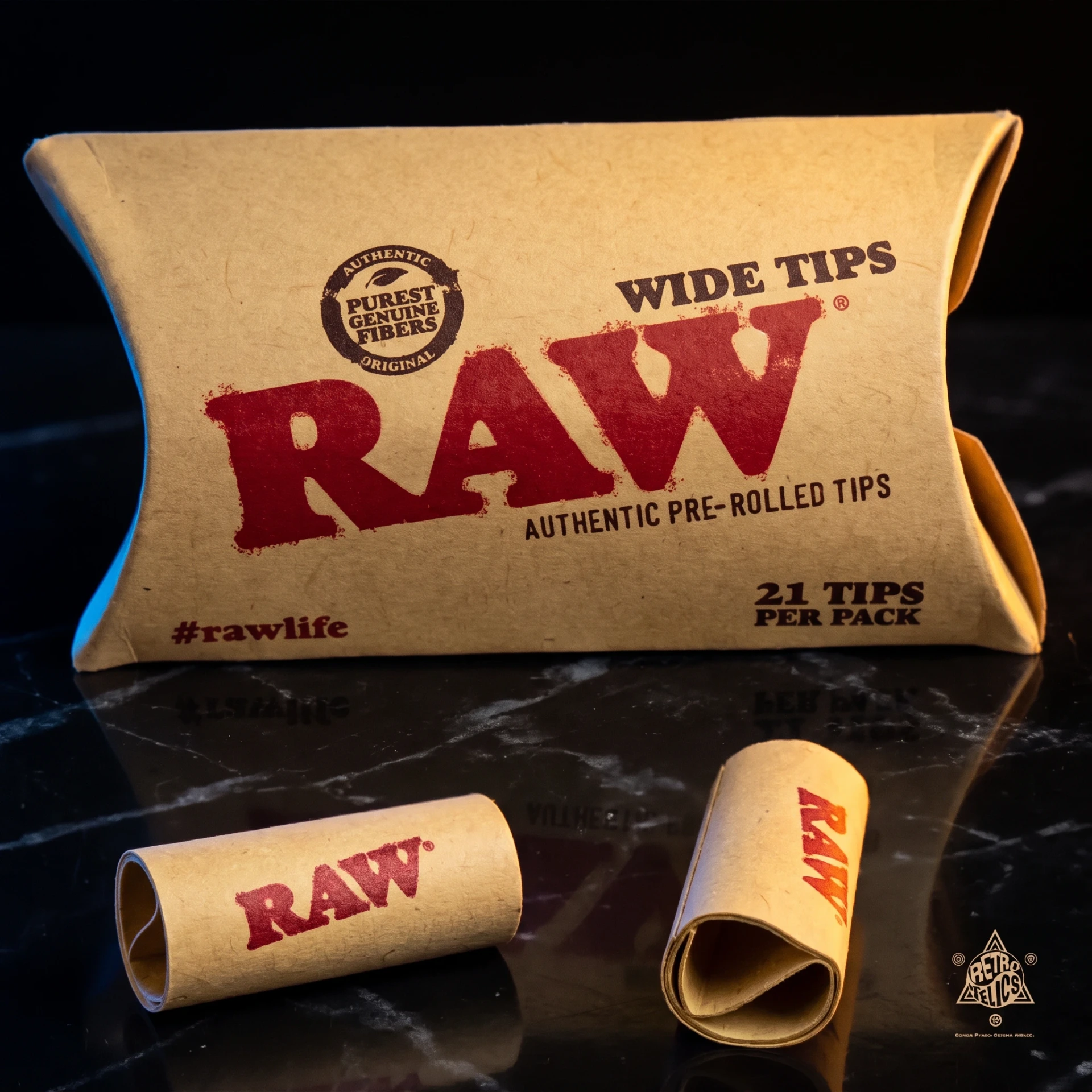 Raw Wide Pre Rolled Tips-Pillow Pack  Of 21
