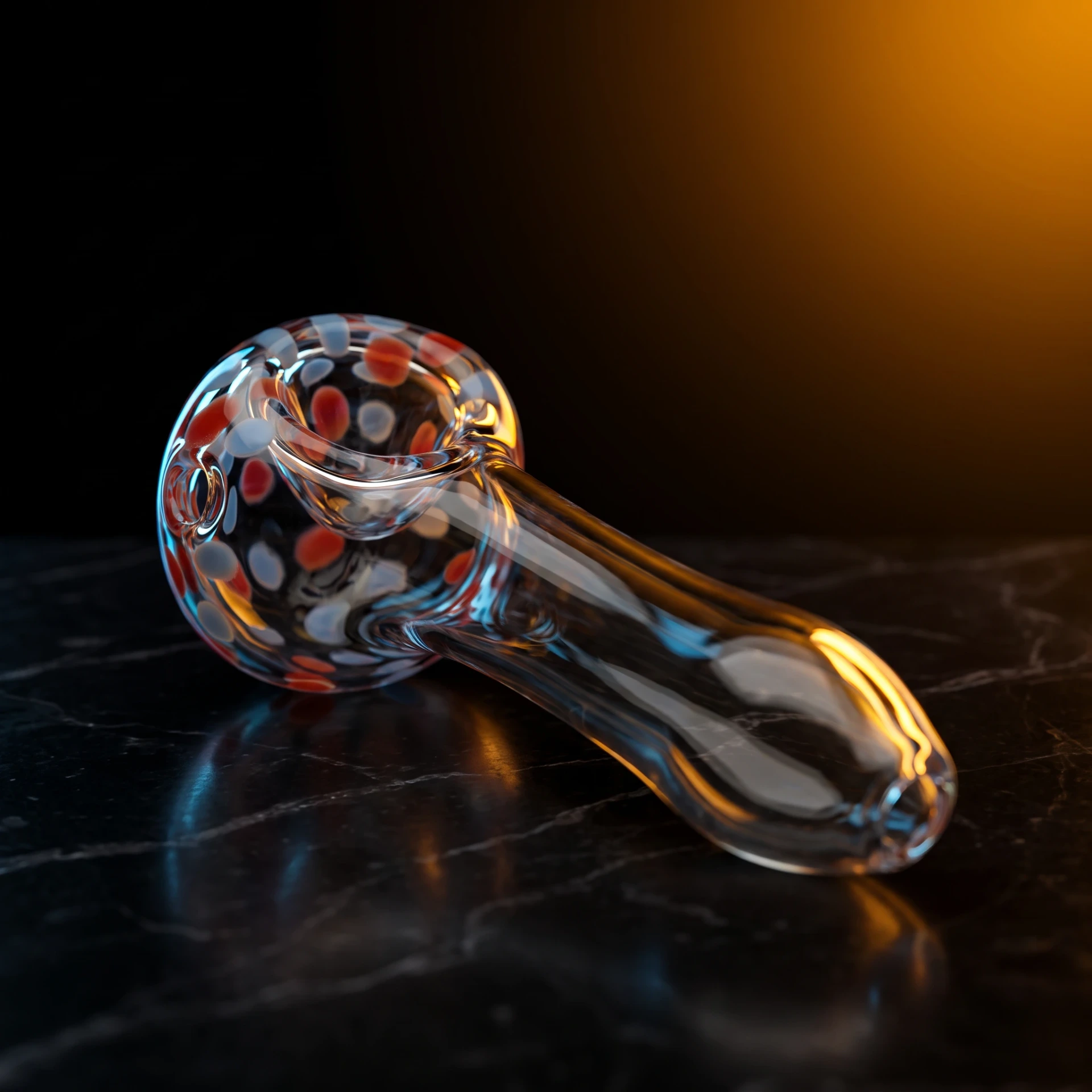 Dealz Glass  Spoon Pipe With Dots