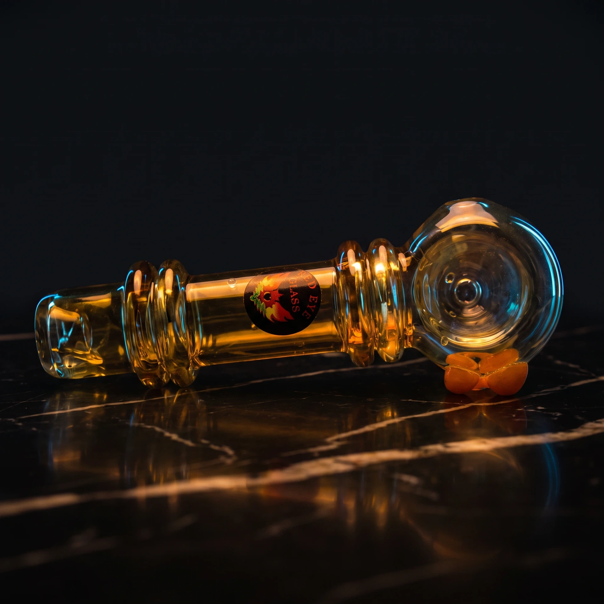 Red Eye Glass Three Dot Hand Pipe
