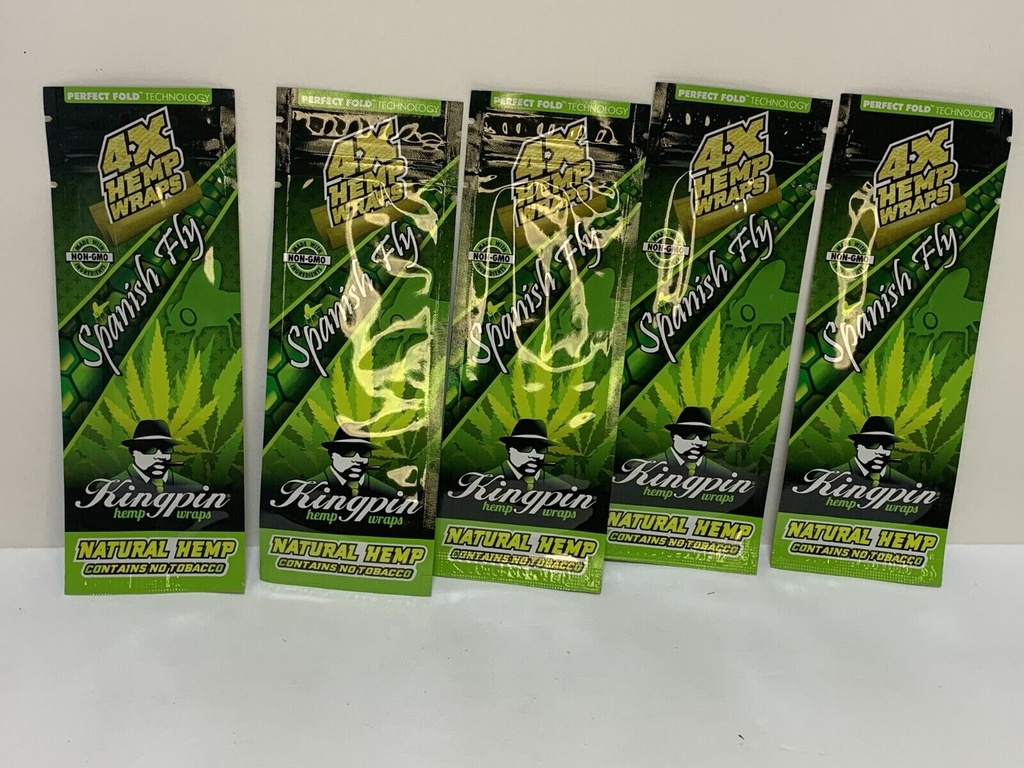 KINGPIN HERBAL WRAPS - SPANISH F. Flavor/ 5 PACKS/ 4 Toasted Wraps per Pack