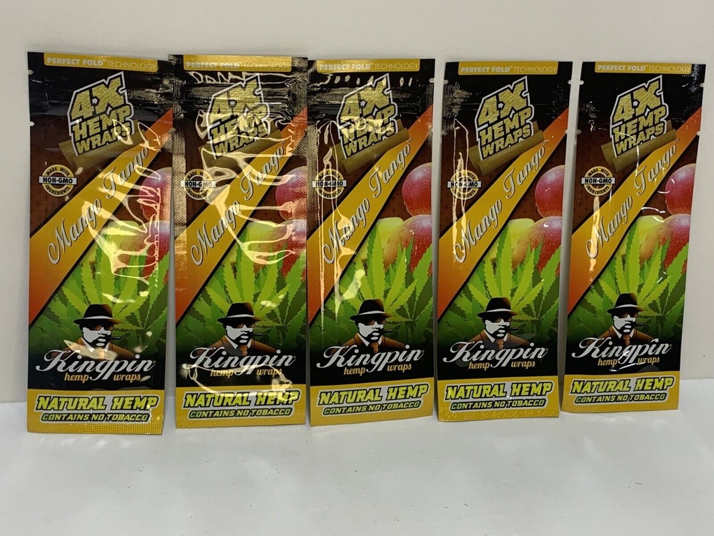 KINGPIN HERBAL WRAPS - MANGO TANGO Flavor/ 4 Toasted Wraps per Pack