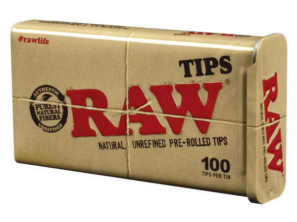 RAW Natural Unrefined 100 Tip Pre-rolled Tin - (1)