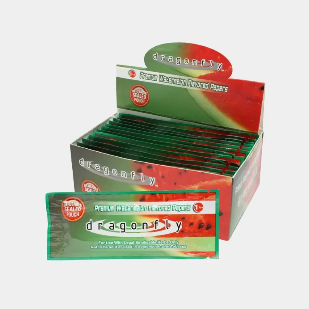 Dragonfly 32 Cigarette Papers 11/4"  Sealed Pouch Watermelon