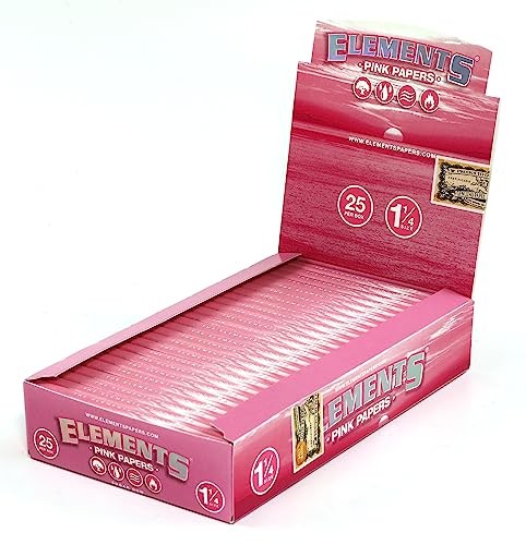 Elements PINK Size 1 1/4 Rolling Paper - BOX /25 - Total 1250 Papers