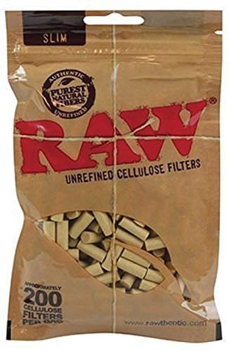 RAW Natural Unrefined Rolling Papers, Slim Cellulose Filters, 200 Count (Pack of 1)