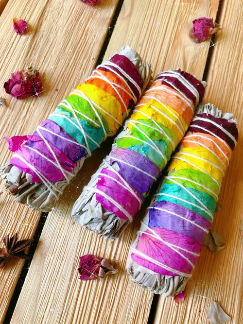 White Sage & Rose Petal Chakra Smudging Stick 