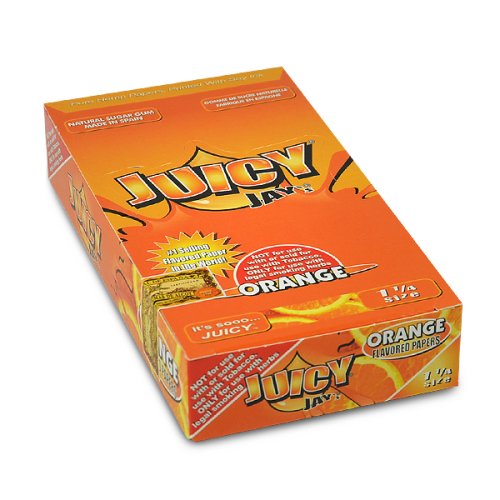 24 Packs (1 Box) Juicy Jay's 1.25" Pure Hemp Rolling Papers - Orange