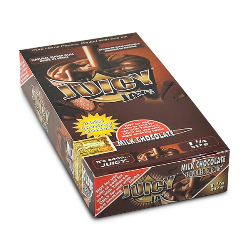 24 Packs (1 Box) Juicy Jay's 1.25" Pure Hemp Rolling Papers Milk Chocolate