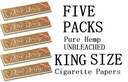 Five Packs - Pure Hemp UNBLEACHED Cigarette Rolling Papers -