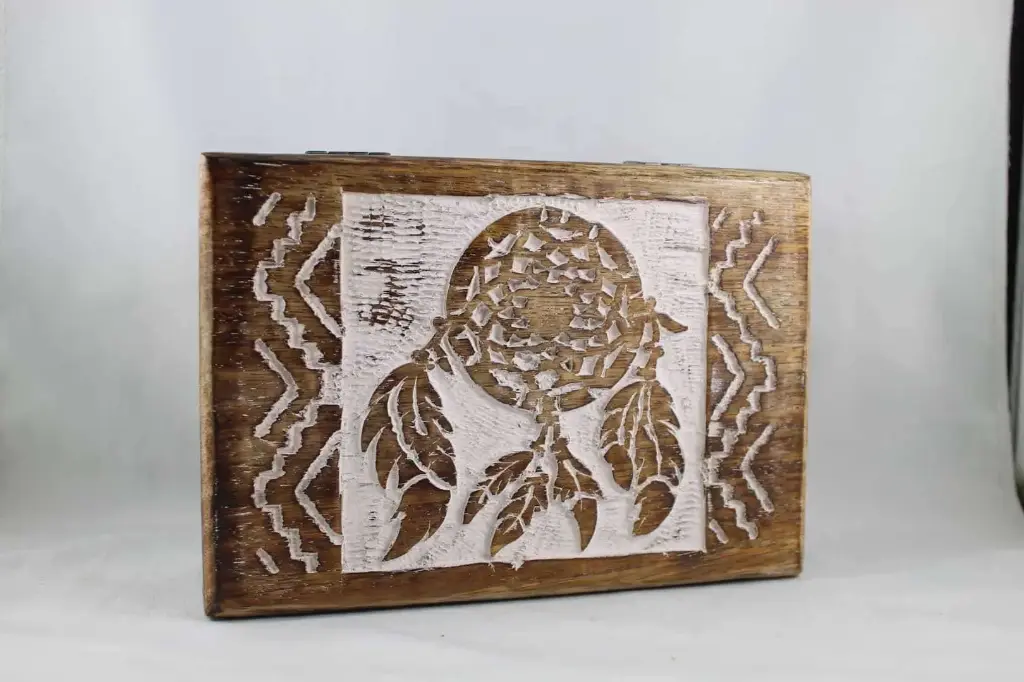 Carved Wood Box- Dream Catcher