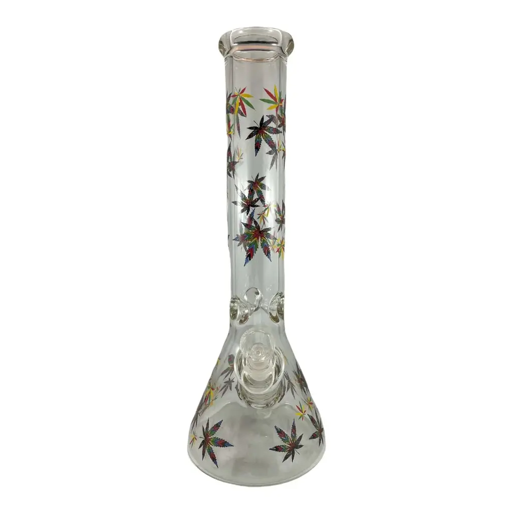 14" Coloured Leaf Pattern Beaker Bong