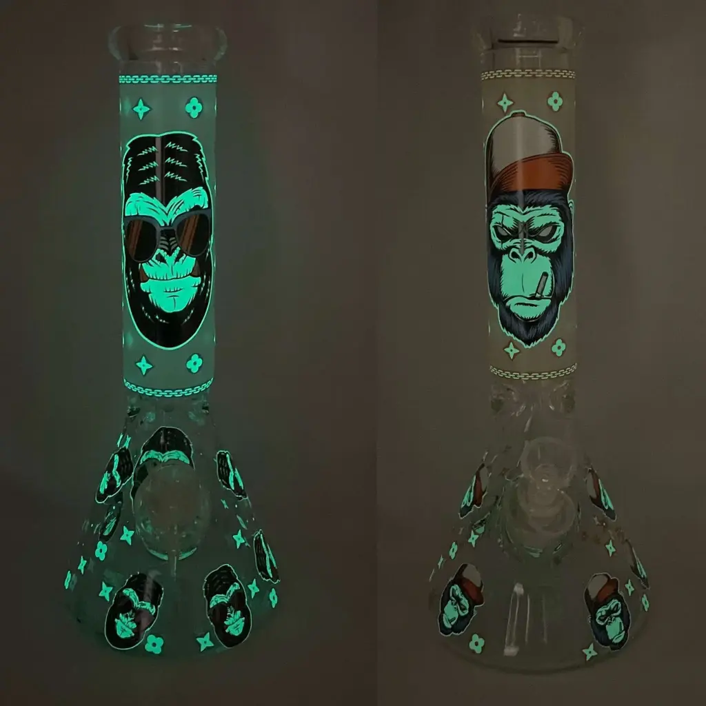 14" 7mm Glow In The Dark Monkey Beakers