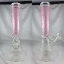 14" Etched Pink Beaker Bong