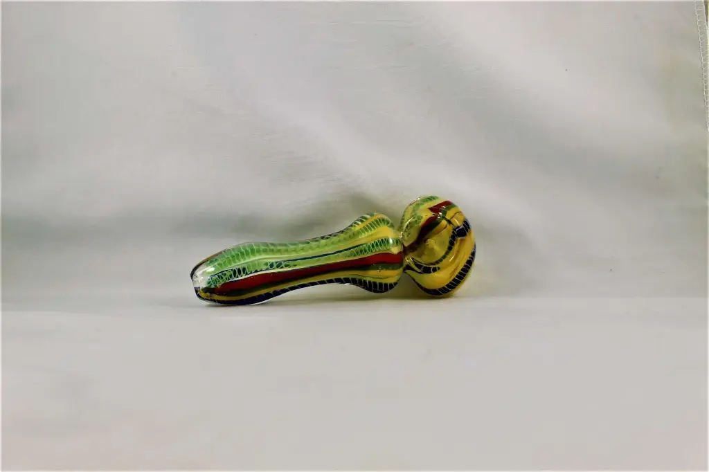 Latticino Colour Changing Rasta  Spoon Pipe