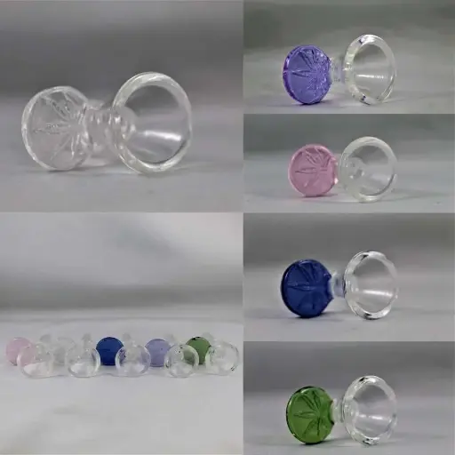 Red Eye Glass Leaf Stamp Cone Bowl-14mm Male