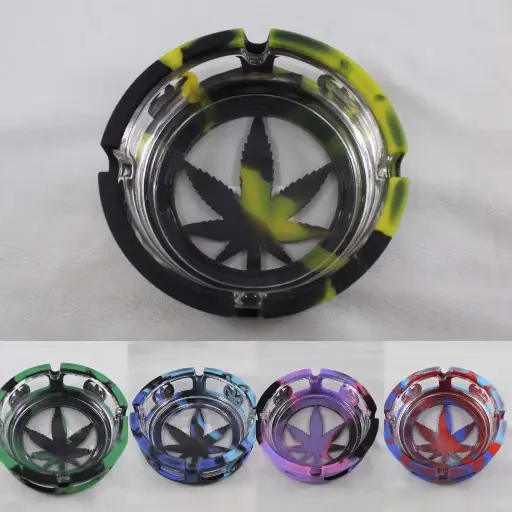 Ash Tray-Glass With Silicone Shell