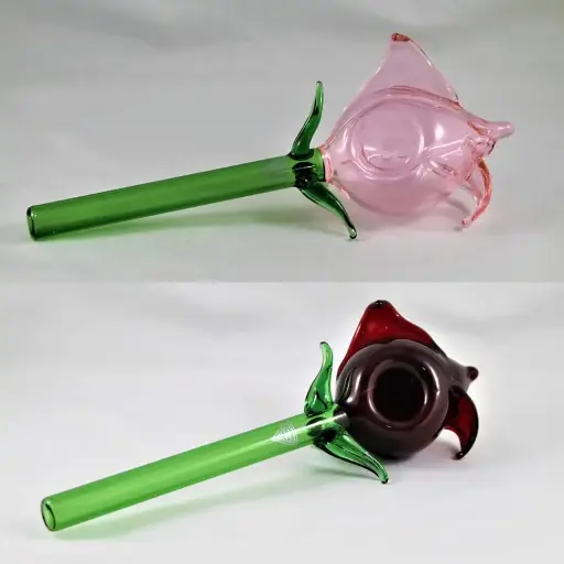 Red Eye Glass Rosey Hand Pipe
