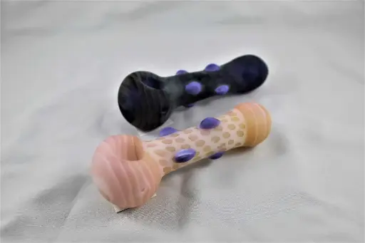 Red Eye Glass Frosted 24K Gold Accent Pipes