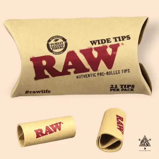 Raw Wide Pre Rolled Tips-Pillow Pack  Of 21