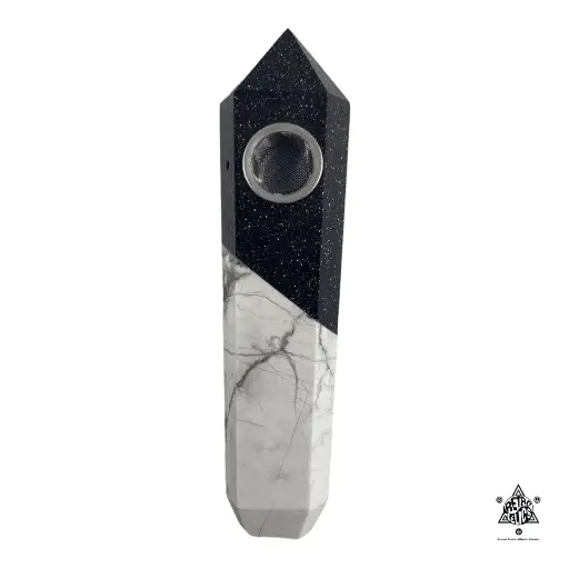 Crystal Pipe Duo- Blue Goldstone & Howlite