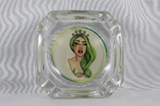 Ash Tray- Glass Weed Lady