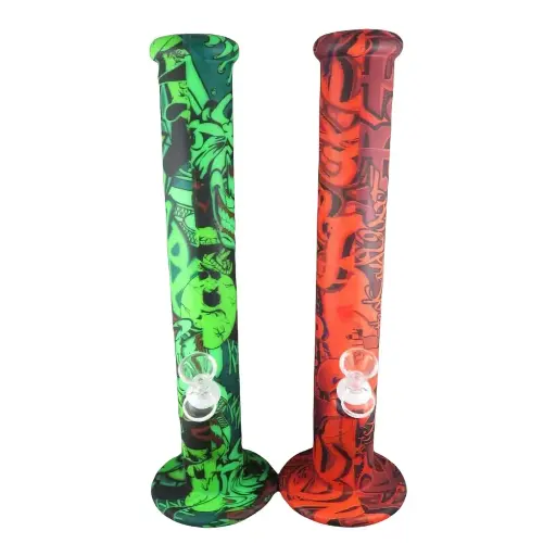 Silicone Straight Tube Graffiti Bong