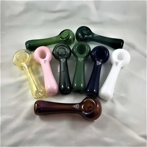 Red Eye Glass Spoon Pipe With Built In Screen