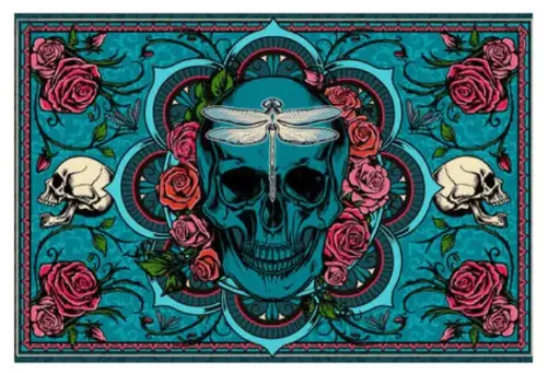 Tapestry 3-D Skull & Rose