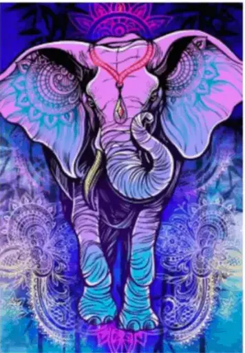 Tapestry- 3-D Mandala Purple Elephant