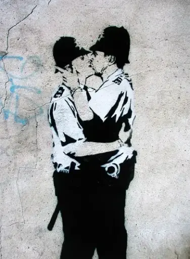 Mini Poster-Banksy Kissing Bobbies