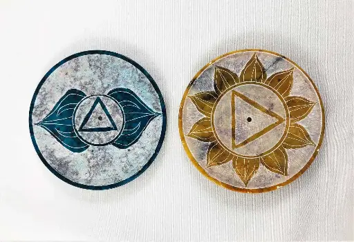Soapstone Colour Etched Chakra Incense Holders