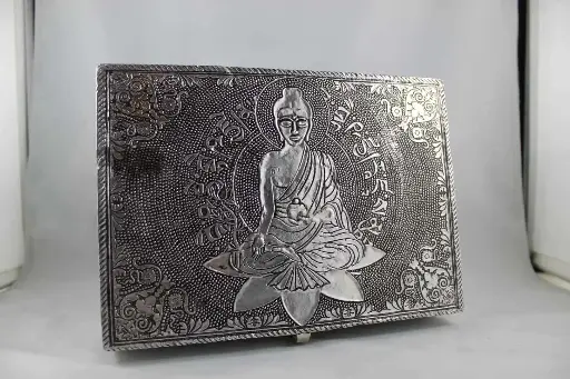Silver Metal Box -Medicine Buddha