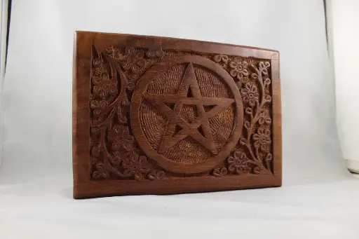 Carved Wood Box- Pentacle