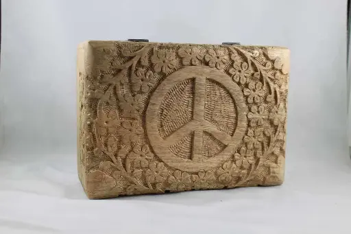 Carved Wood Box- Peace