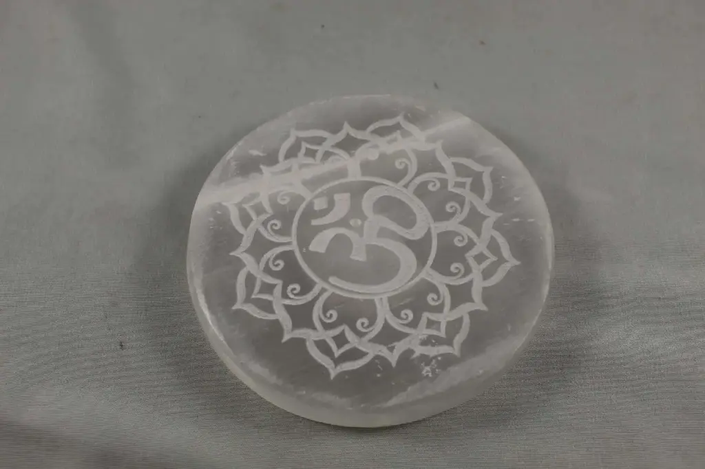 Incense Holder- Round Etched Selenite