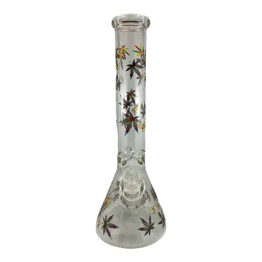 14" Coloured Leaf Pattern Beaker Bong