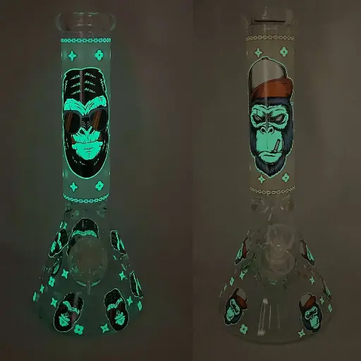 14" 7mm Glow In The Dark Monkey Beakers