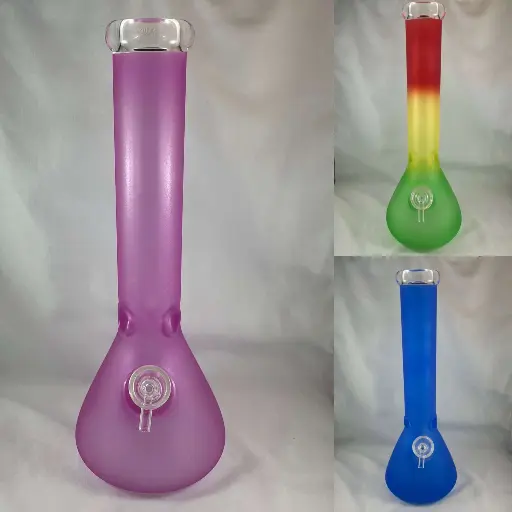 14" 7mm Sandblasted Beaker -Assorted Colours