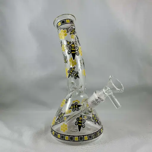 8" Bee & Honeycomb Mini Beaker Bong