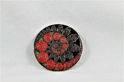 Hat Pin-Spiral Skull & Roses