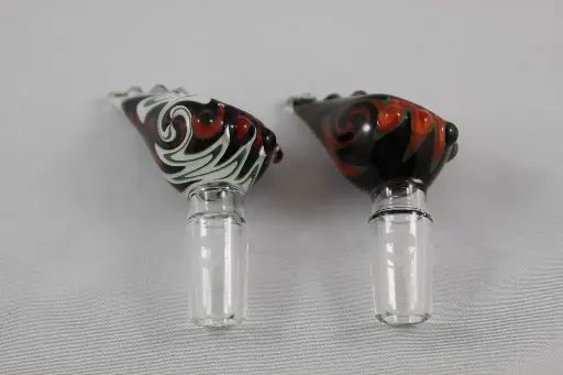 14mm Male Bowl-Pulsar Colour Worked Bubble With Handle