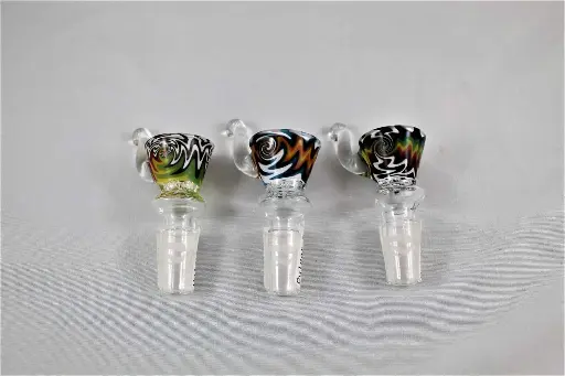 Bowl 14mm Male- Pulsar Colour Worked Cone With Handle