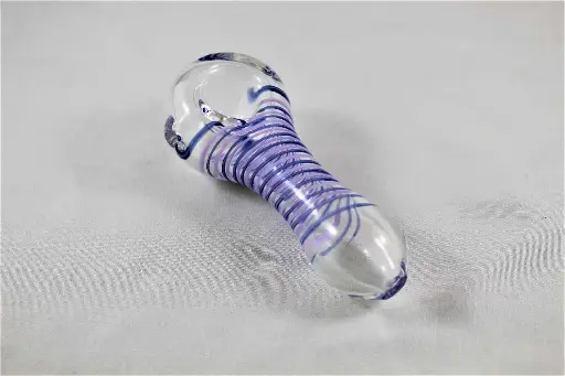 Glass Pipe-Clear Spoon With Colour Stripes