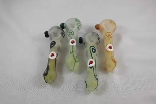 Glass Pipe-Blowfish Glass Silver Fumed Spoon With Colour & Frost Work