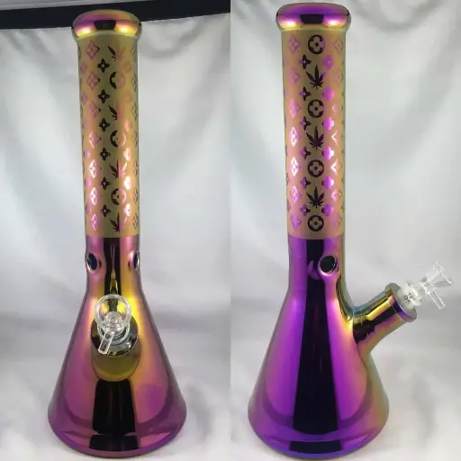 14" Louis V  Purple Metallic Beaker Bong