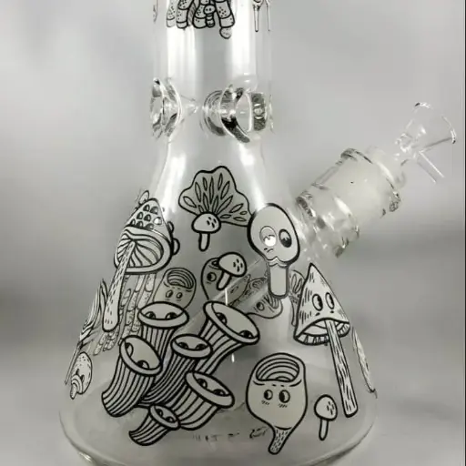 Infyniti Glass 14" Glow In The Dark Mushroom Print Beaker