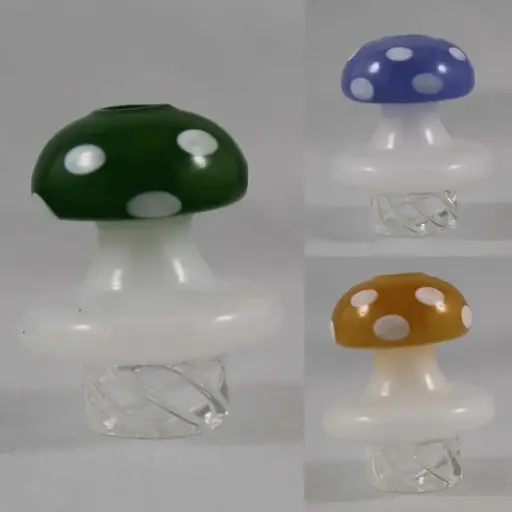 Carb Cap-Glass Mushroom Helix Carb Cap